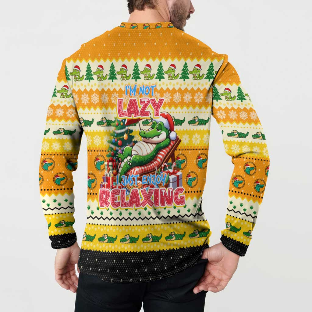 Crocodile Mezzy Christmas Button Sweatshirt Funny Style - Wonder Print Shop