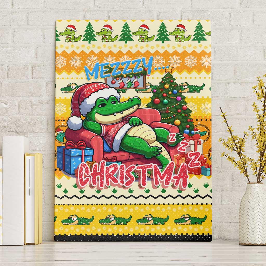 Crocodile Mezzy Christmas Canvas Wall Art Funny Style - Wonder Print Shop