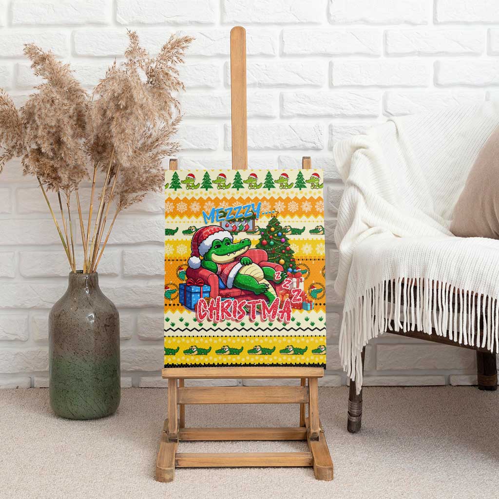 Crocodile Mezzy Christmas Canvas Wall Art Funny Style - Wonder Print Shop