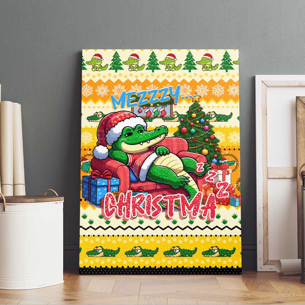 Crocodile Mezzy Christmas Canvas Wall Art Funny Style - Wonder Print Shop