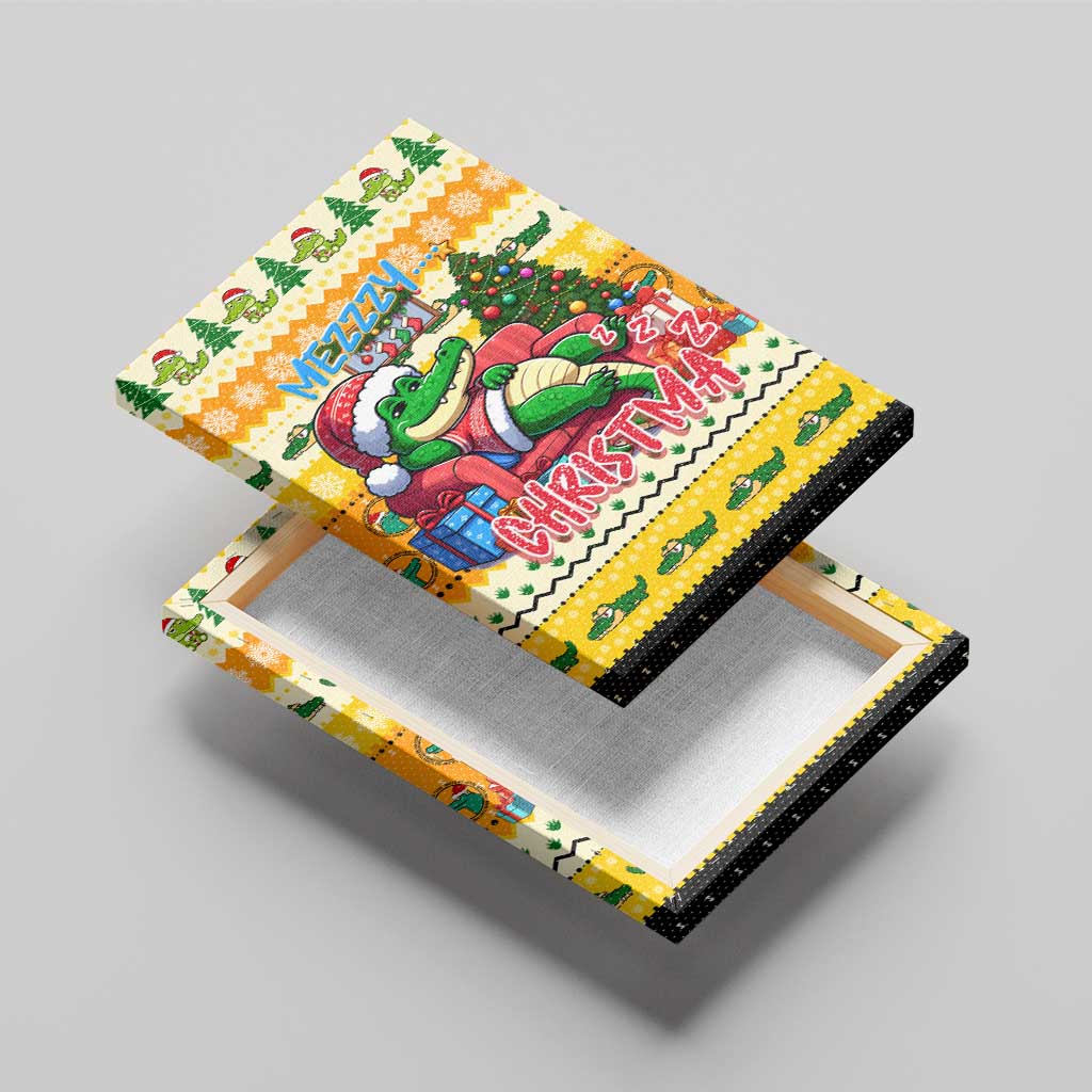 Crocodile Mezzy Christmas Canvas Wall Art Funny Style - Wonder Print Shop