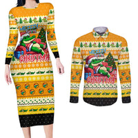 Crocodile Mezzy Christmas Couples Matching Long Sleeve Bodycon Dress and Long Sleeve Button Shirt Funny Style - Wonder Print Shop