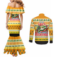 Crocodile Mezzy Christmas Couples Matching Mermaid Dress and Long Sleeve Button Shirt Funny Style