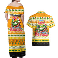 Crocodile Mezzy Christmas Couples Matching Off Shoulder Maxi Dress and Hawaiian Shirt Funny Style - Wonder Print Shop