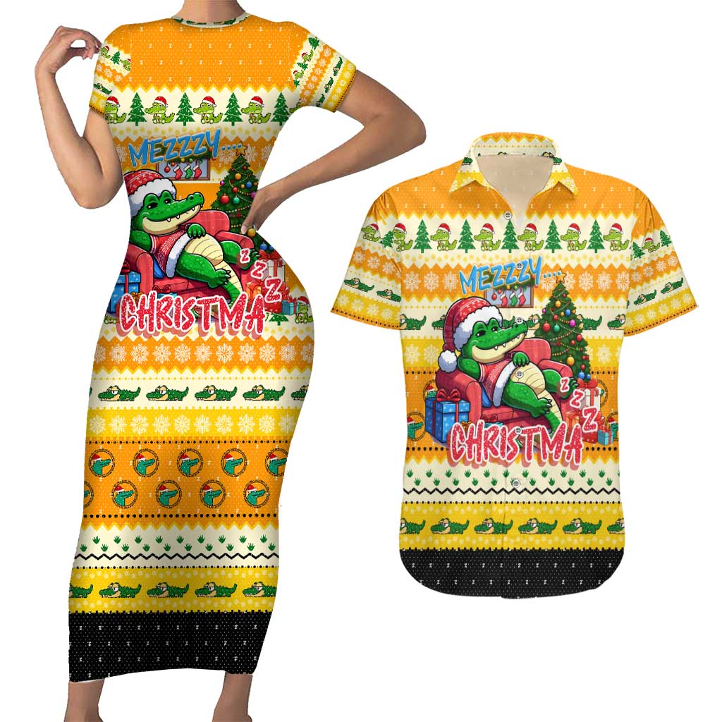 Crocodile Mezzy Christmas Couples Matching Short Sleeve Bodycon Dress and Hawaiian Shirt Funny Style - Wonder Print Shop