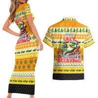 Crocodile Mezzy Christmas Couples Matching Short Sleeve Bodycon Dress and Hawaiian Shirt Funny Style - Wonder Print Shop