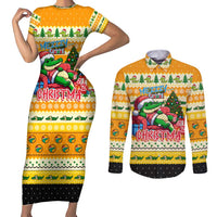 Crocodile Mezzy Christmas Couples Matching Short Sleeve Bodycon Dress and Long Sleeve Button Shirt Funny Style - Wonder Print Shop