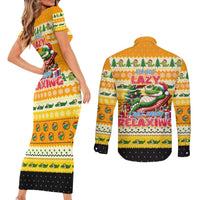Crocodile Mezzy Christmas Couples Matching Short Sleeve Bodycon Dress and Long Sleeve Button Shirt Funny Style - Wonder Print Shop