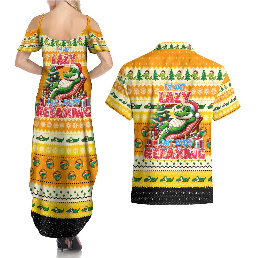 Crocodile Mezzy Christmas Couples Matching Summer Maxi Dress and Hawaiian Shirt Funny Style - Wonder Print Shop