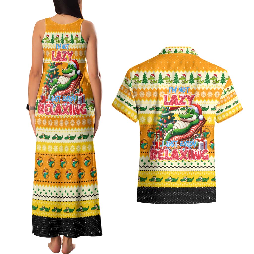 Crocodile Mezzy Christmas Couples Matching Tank Maxi Dress and Hawaiian Shirt Funny Style - Wonder Print Shop