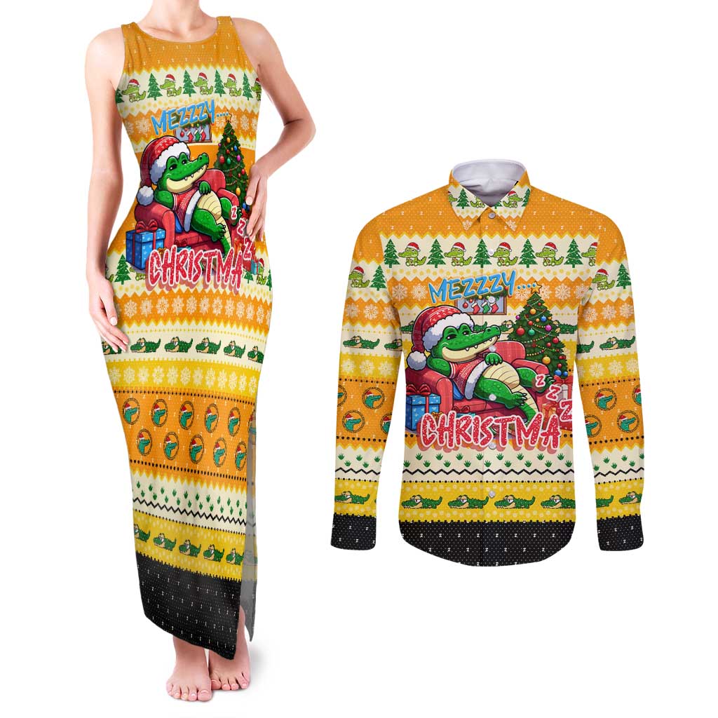 Crocodile Mezzy Christmas Couples Matching Tank Maxi Dress and Long Sleeve Button Shirt Funny Style - Wonder Print Shop