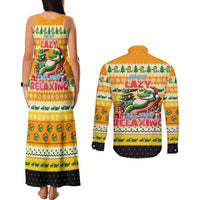 Crocodile Mezzy Christmas Couples Matching Tank Maxi Dress and Long Sleeve Button Shirt Funny Style - Wonder Print Shop