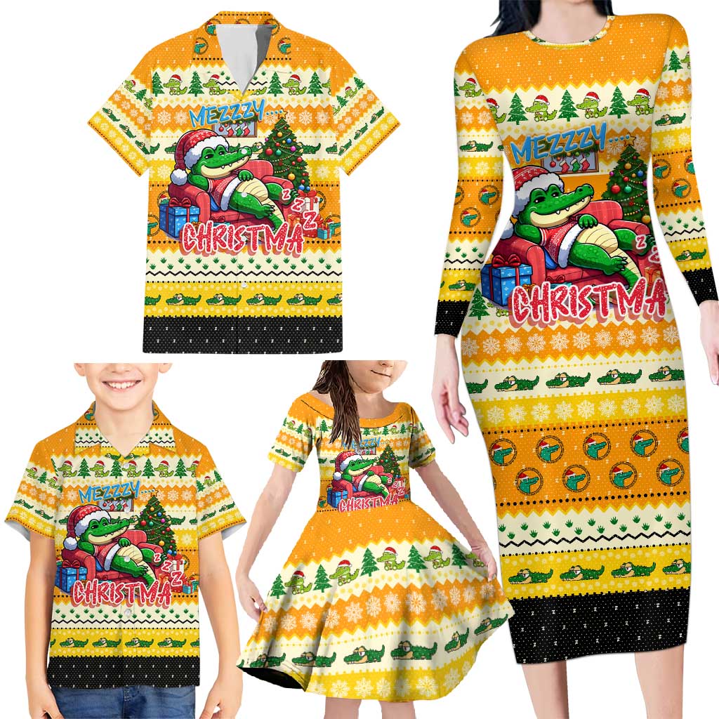 Crocodile Mezzy Christmas Family Matching Long Sleeve Bodycon Dress and Hawaiian Shirt Funny Style - Wonder Print Shop