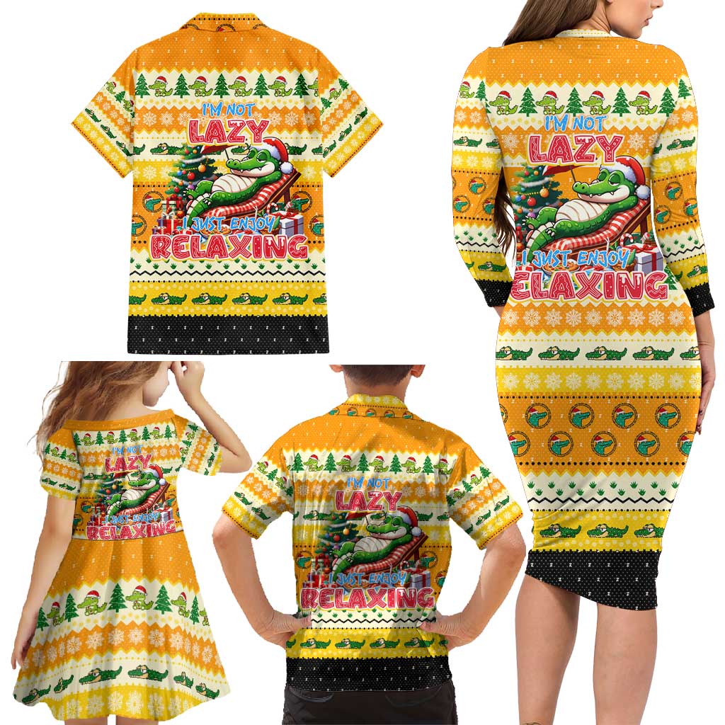 Crocodile Mezzy Christmas Family Matching Long Sleeve Bodycon Dress and Hawaiian Shirt Funny Style - Wonder Print Shop