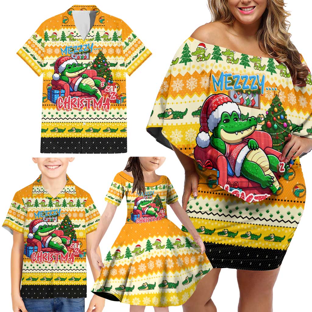 Crocodile Mezzy Christmas Family Matching Off Shoulder Short Dress and Hawaiian Shirt Funny Style - Wonder Print Shop