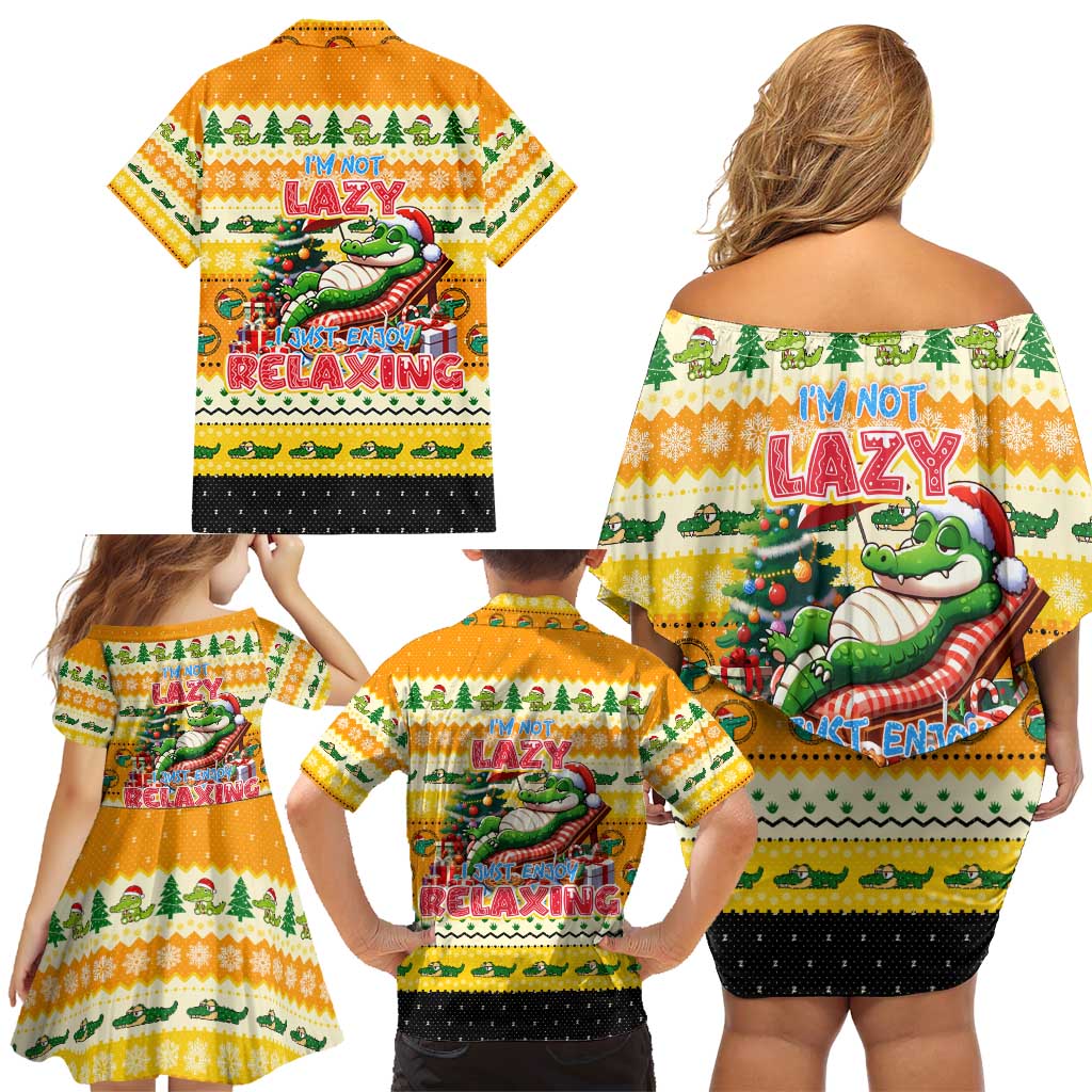 Crocodile Mezzy Christmas Family Matching Off Shoulder Short Dress and Hawaiian Shirt Funny Style - Wonder Print Shop