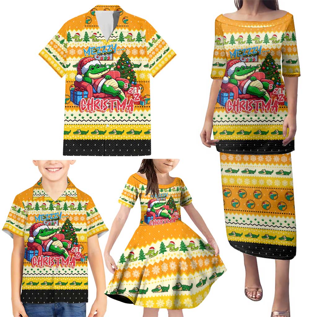 Crocodile Mezzy Christmas Family Matching Puletasi and Hawaiian Shirt Funny Style - Wonder Print Shop