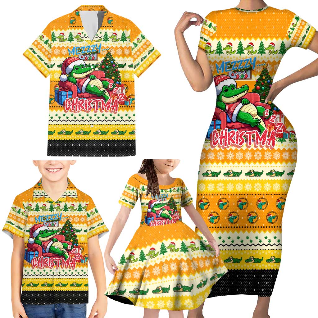 Crocodile Mezzy Christmas Family Matching Short Sleeve Bodycon Dress and Hawaiian Shirt Funny Style - Wonder Print Shop