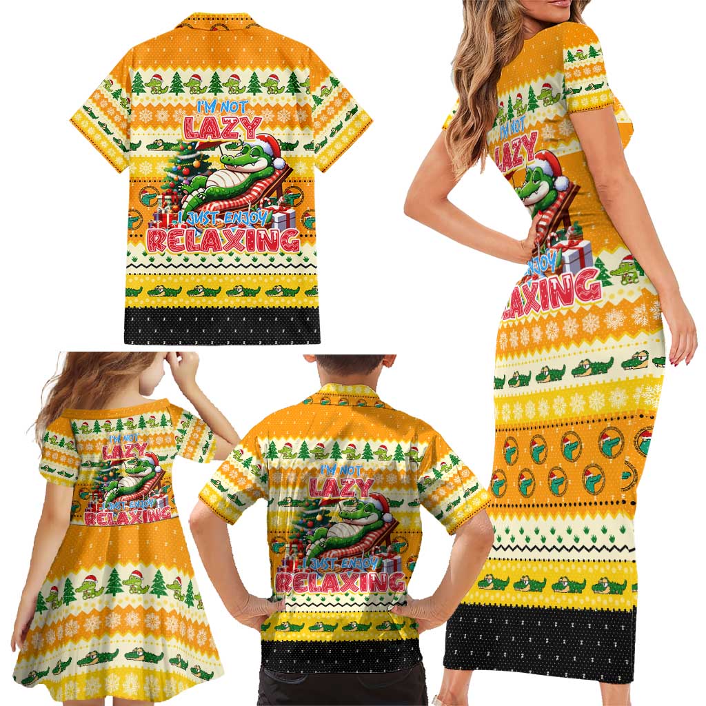 Crocodile Mezzy Christmas Family Matching Short Sleeve Bodycon Dress and Hawaiian Shirt Funny Style - Wonder Print Shop
