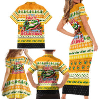 Crocodile Mezzy Christmas Family Matching Short Sleeve Bodycon Dress and Hawaiian Shirt Funny Style - Wonder Print Shop