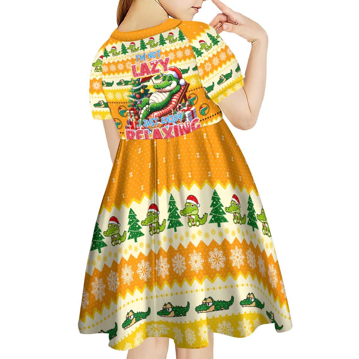 Crocodile Mezzy Christmas Kid Short Sleeve Dress Funny Style - Wonder Print Shop