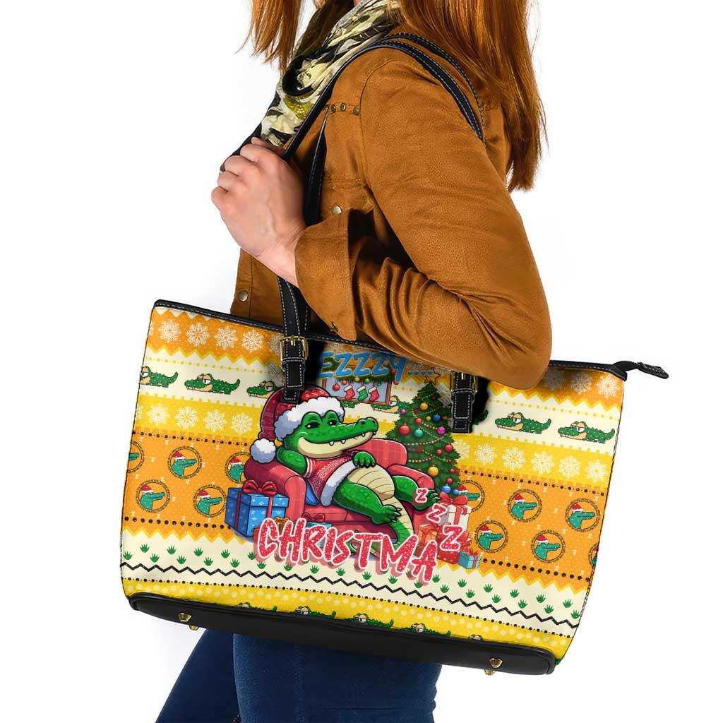 Crocodile Mezzy Christmas Leather Tote Bag Funny Style - Wonder Print Shop