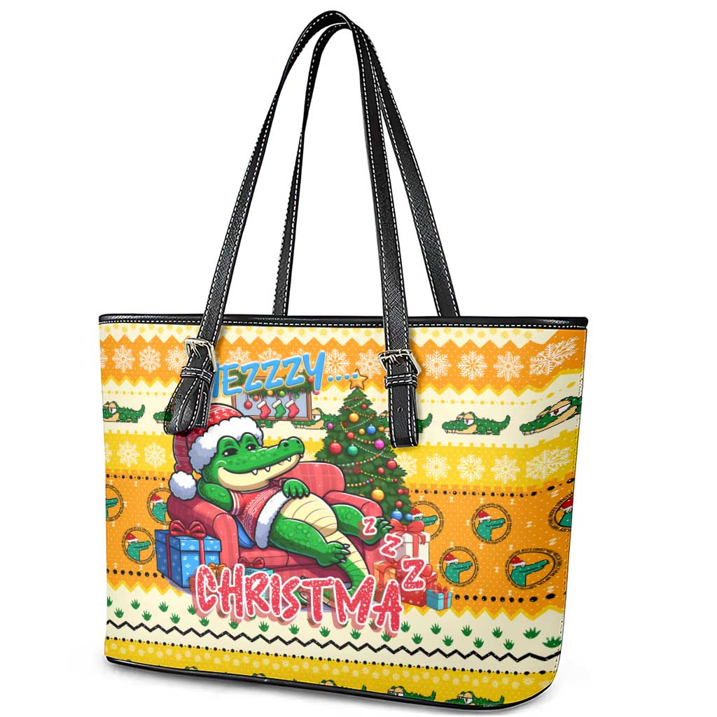 Crocodile Mezzy Christmas Leather Tote Bag Funny Style - Wonder Print Shop