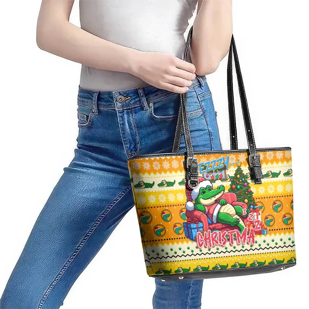 Crocodile Mezzy Christmas Leather Tote Bag Funny Style - Wonder Print Shop