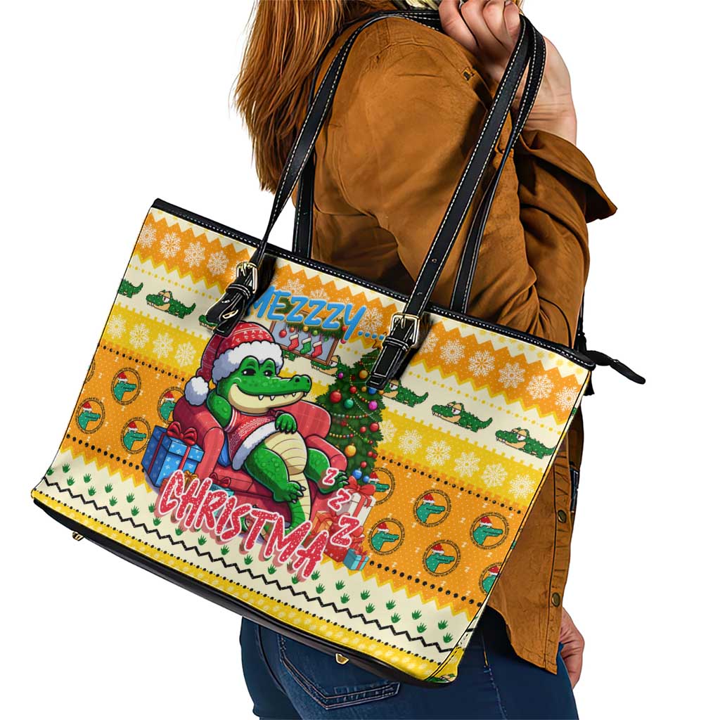 Crocodile Mezzy Christmas Leather Tote Bag Funny Style - Wonder Print Shop