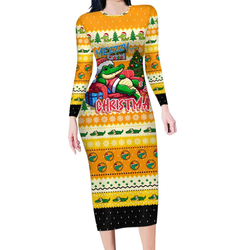Crocodile Mezzy Christmas Long Sleeve Bodycon Dress Funny Style - Wonder Print Shop
