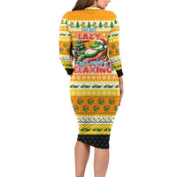 Crocodile Mezzy Christmas Long Sleeve Bodycon Dress Funny Style - Wonder Print Shop