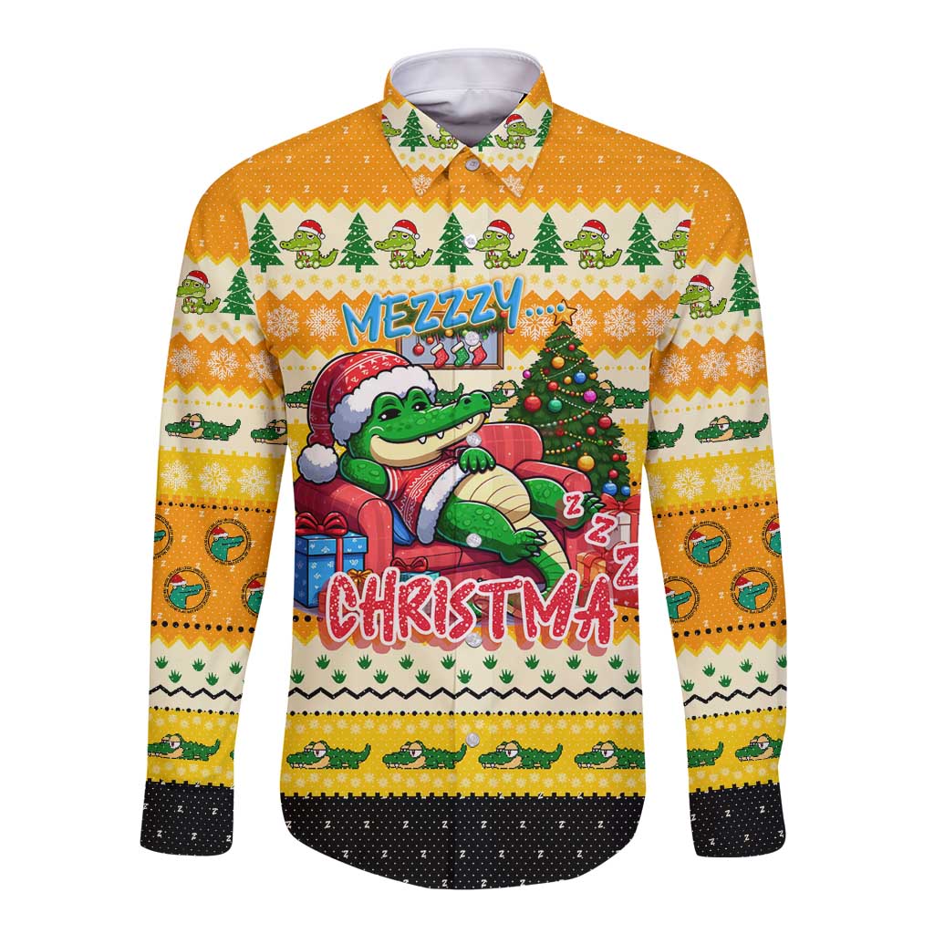 Crocodile Mezzy Christmas Long Sleeve Button Shirt Funny Style - Wonder Print Shop