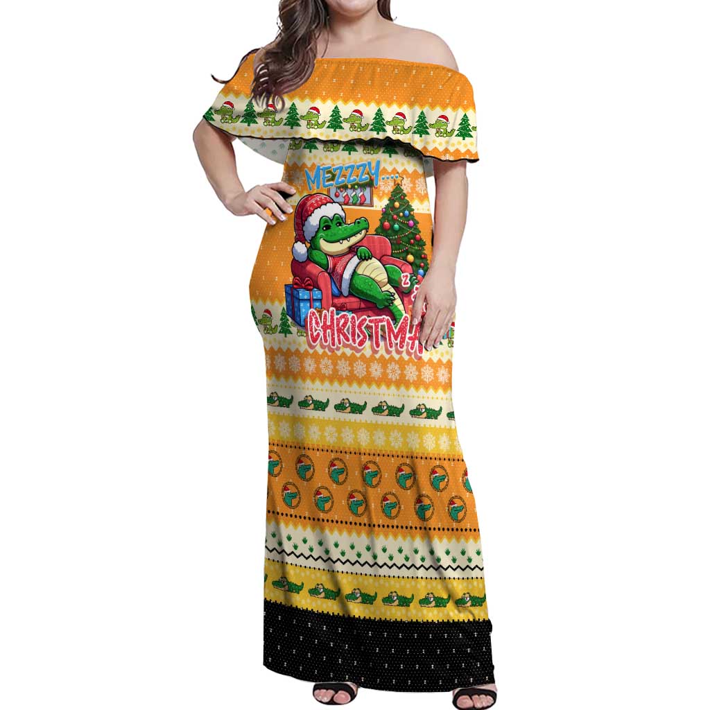 Crocodile Mezzy Christmas Off Shoulder Maxi Dress Funny Style - Wonder Print Shop