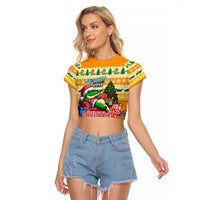 Crocodile Mezzy Christmas Raglan Cropped T Shirt Funny Style - Wonder Print Shop