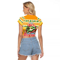 Crocodile Mezzy Christmas Raglan Cropped T Shirt Funny Style - Wonder Print Shop
