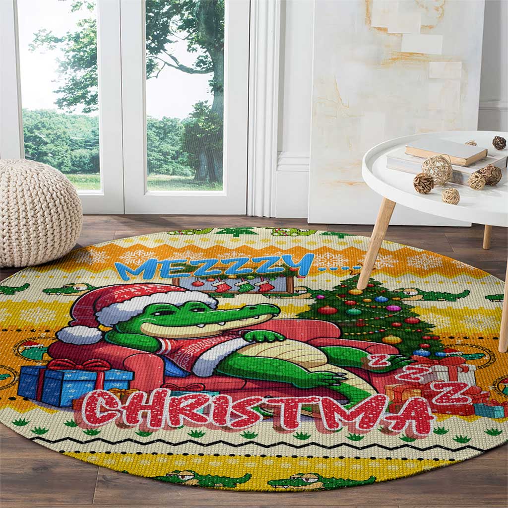 Crocodile Mezzy Christmas Round Carpet Funny Style