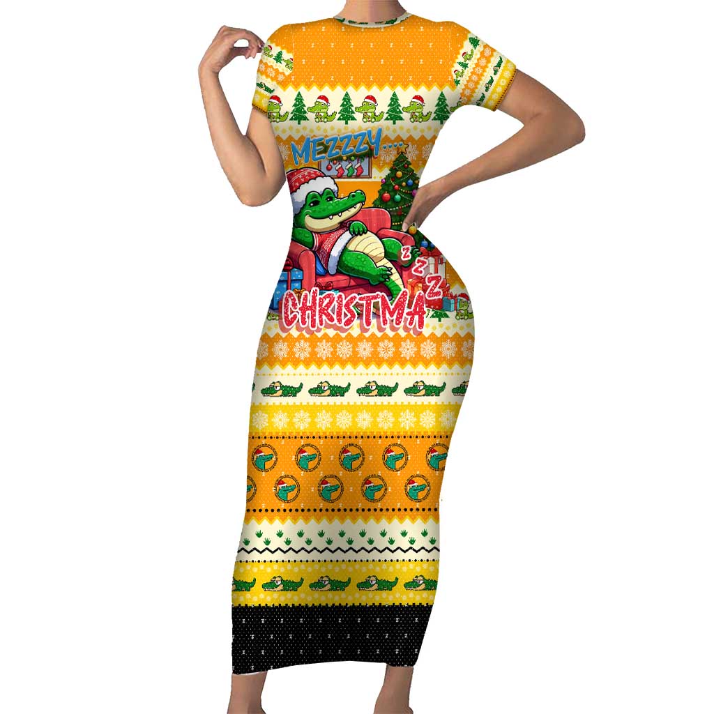 Crocodile Mezzy Christmas Short Sleeve Bodycon Dress Funny Style - Wonder Print Shop