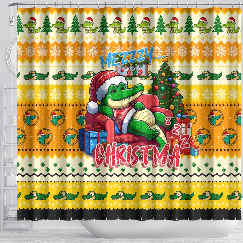 Crocodile Mezzy Christmas Shower Curtain Funny Style
