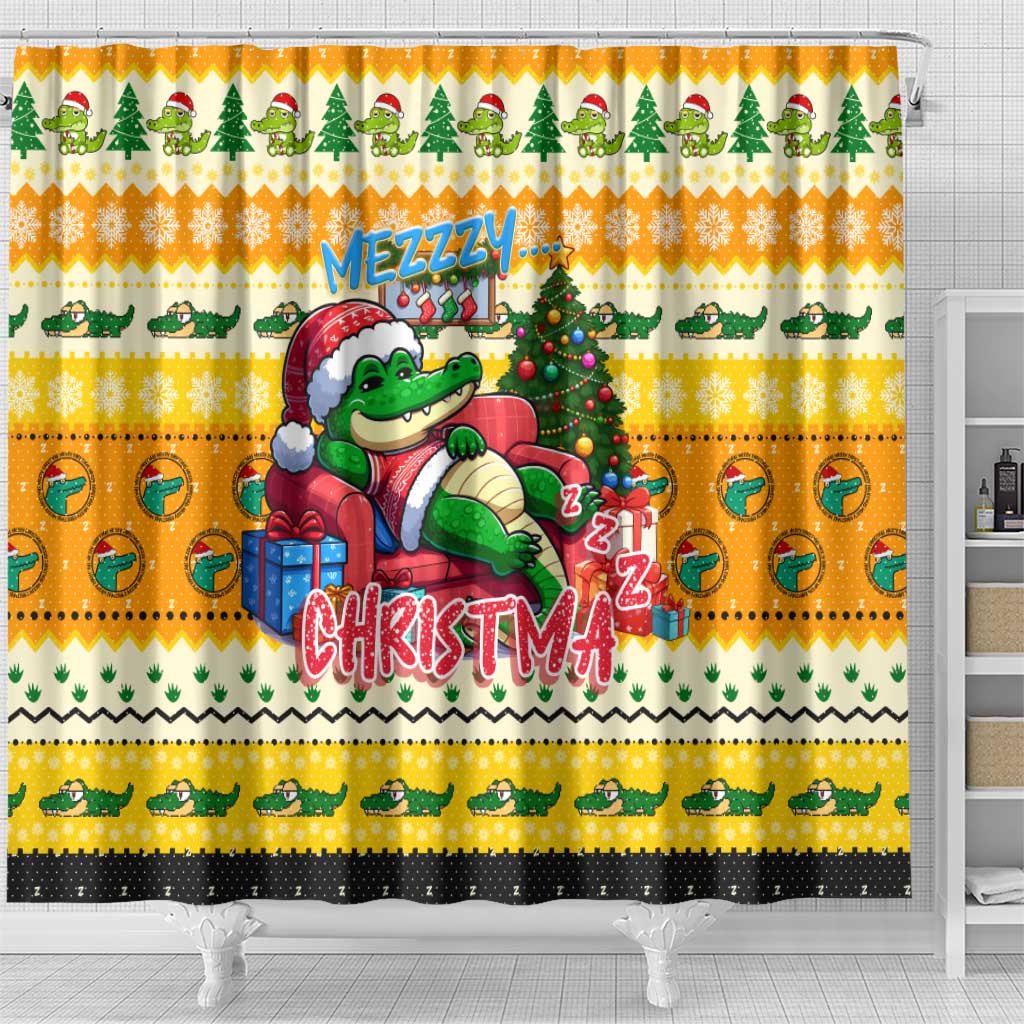Crocodile Mezzy Christmas Shower Curtain Funny Style