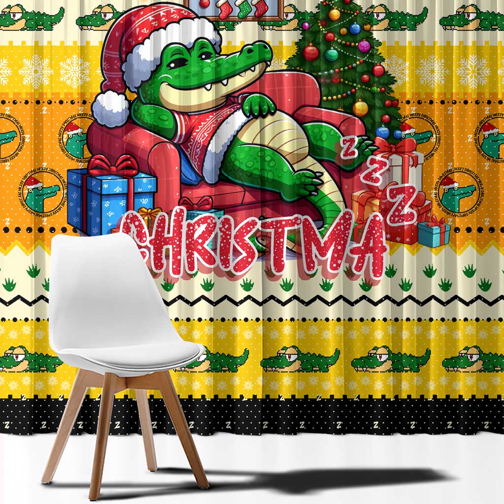 Crocodile Mezzy Christmas Window Curtain Funny Style - Wonder Print Shop