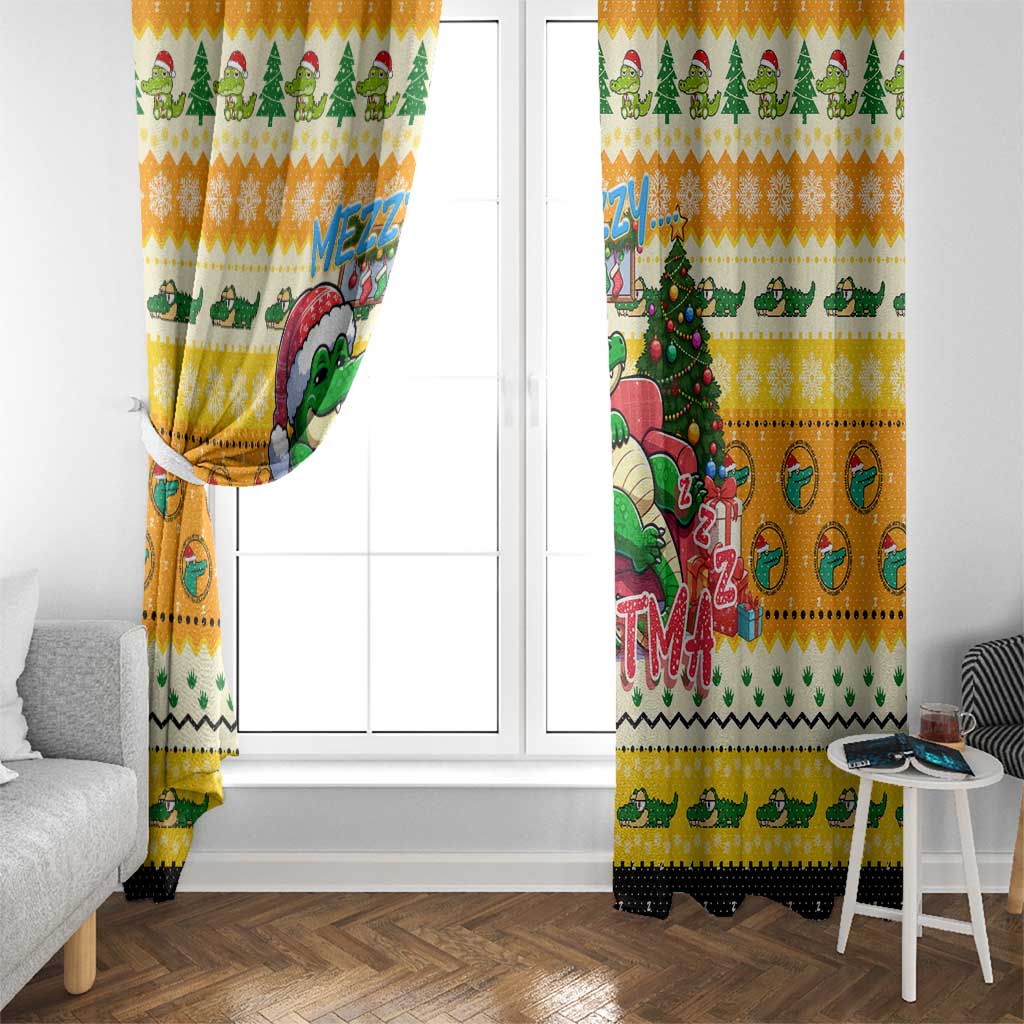 Crocodile Mezzy Christmas Window Curtain Funny Style - Wonder Print Shop