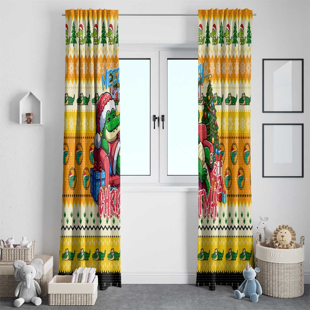 Crocodile Mezzy Christmas Window Curtain Funny Style - Wonder Print Shop