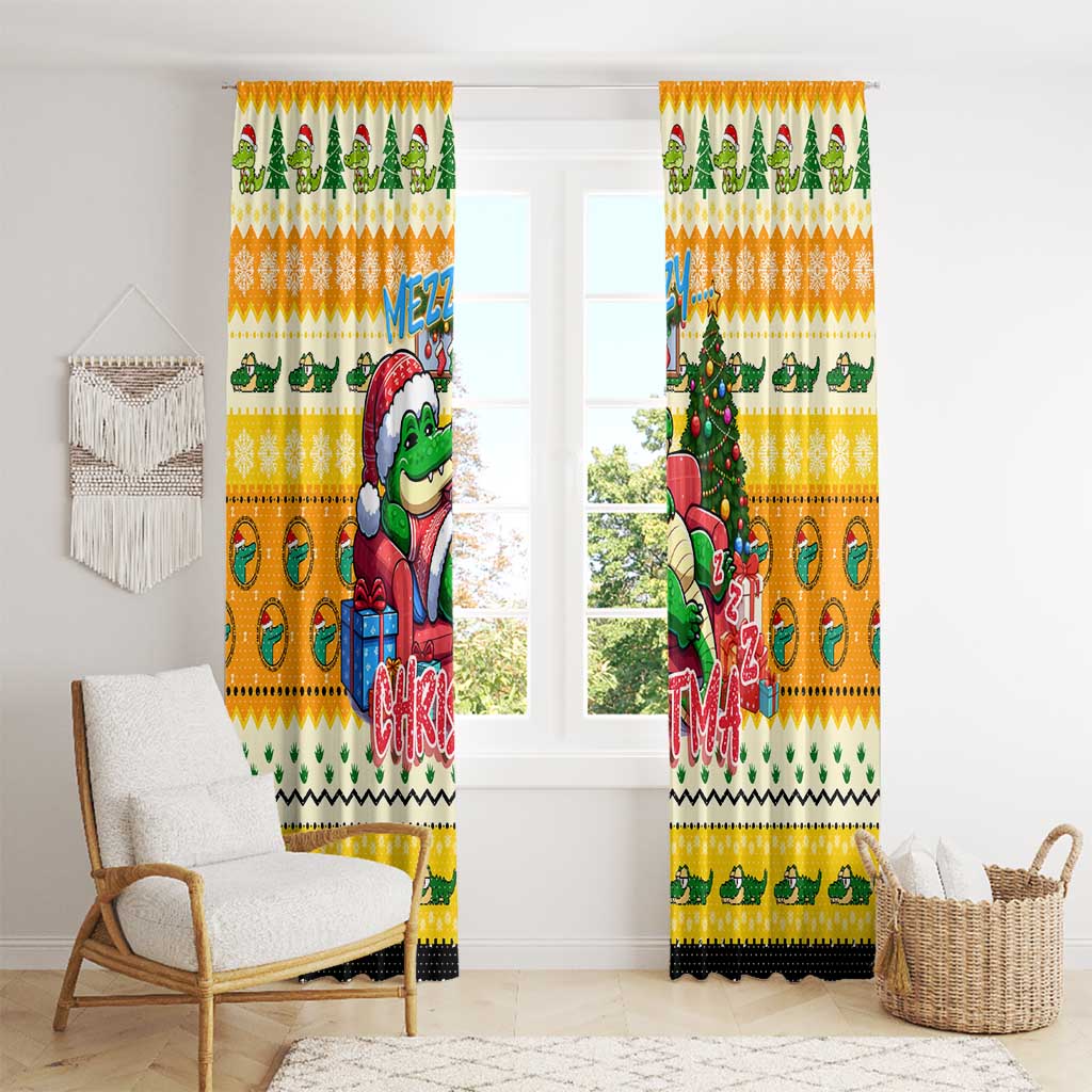 Crocodile Mezzy Christmas Window Curtain Funny Style - Wonder Print Shop