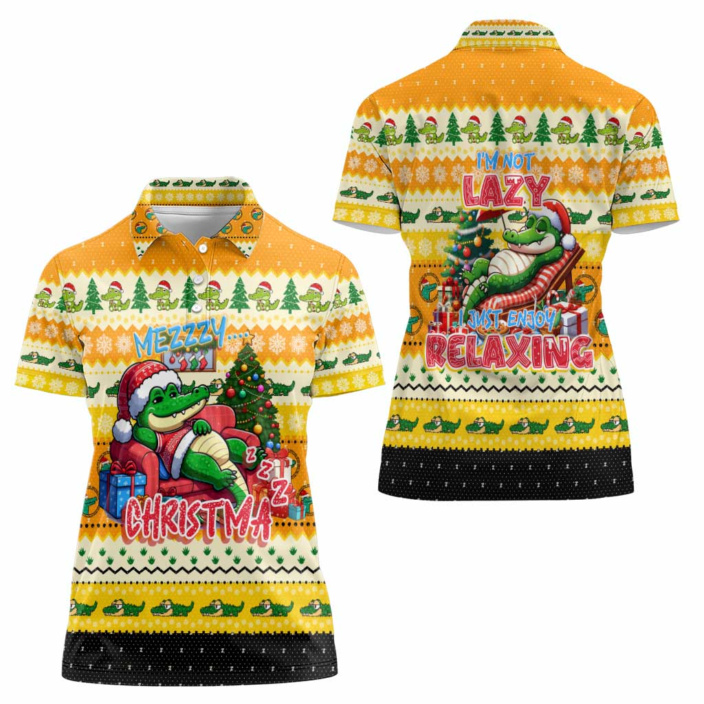Crocodile Mezzy Christmas Women Polo Shirt Funny Style - Wonder Print Shop