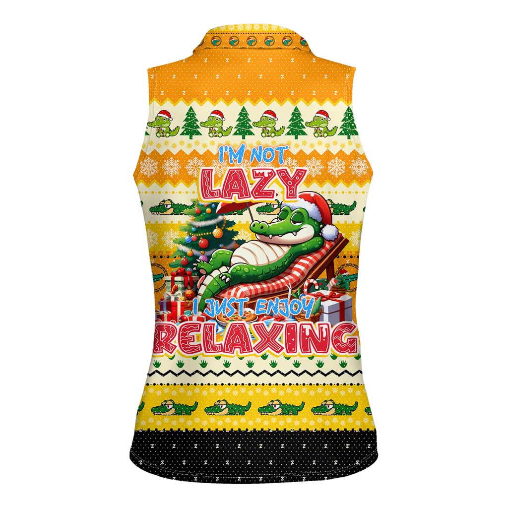Crocodile Mezzy Christmas Women Sleeveless Polo Shirt Funny Style - Wonder Print Shop