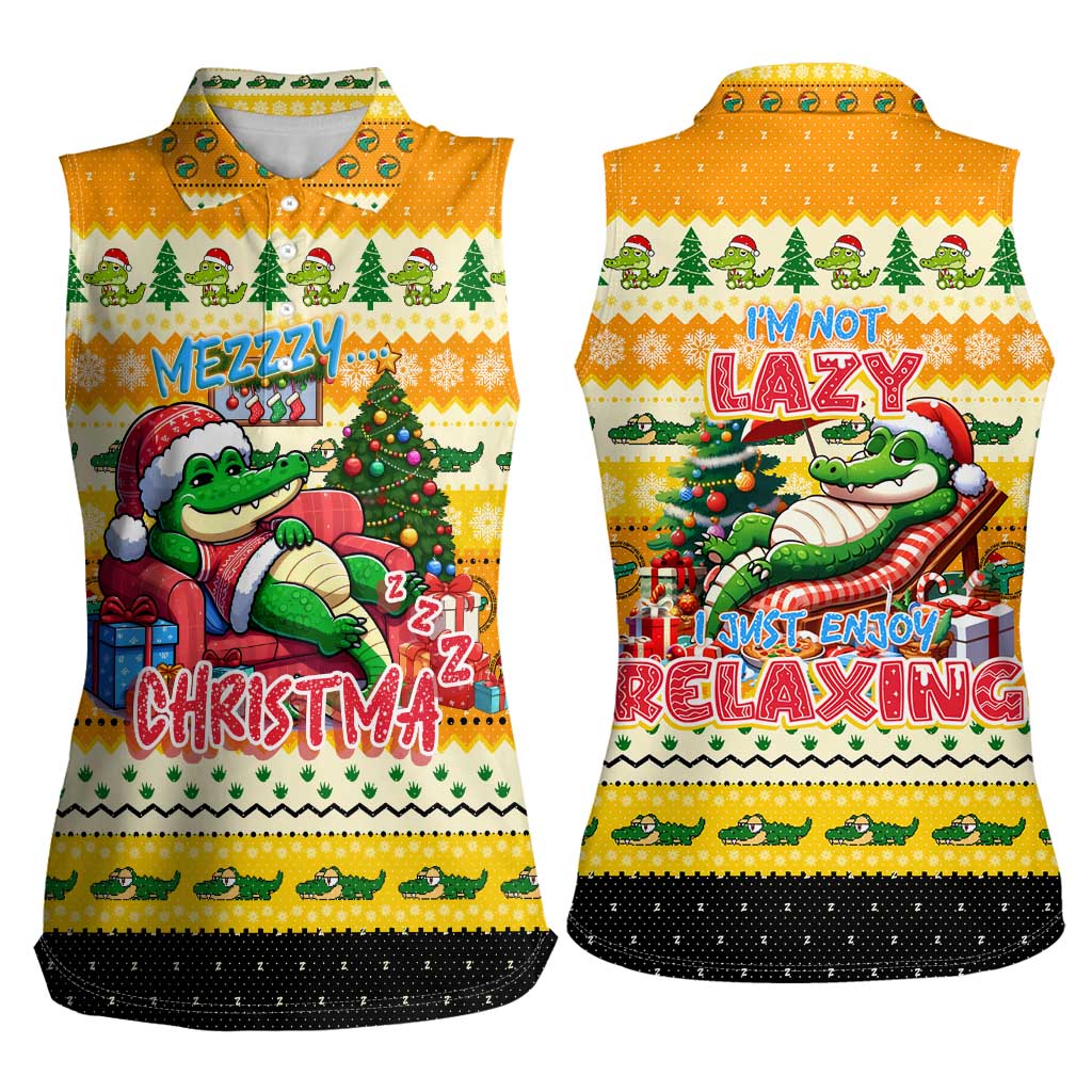 Crocodile Mezzy Christmas Women Sleeveless Polo Shirt Funny Style - Wonder Print Shop