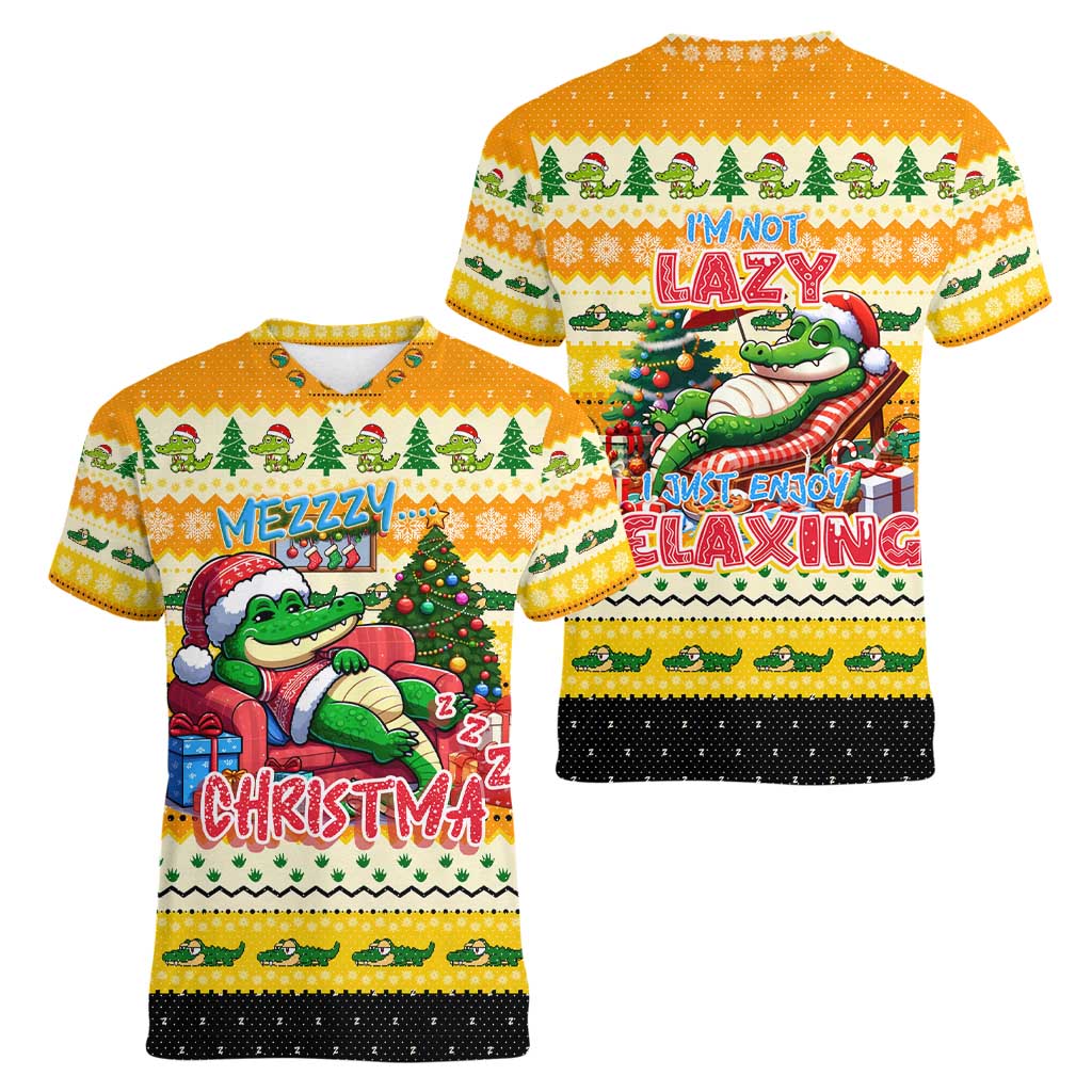 Crocodile Mezzy Christmas Women V-Neck T-Shirt Funny Style - Wonder Print Shop