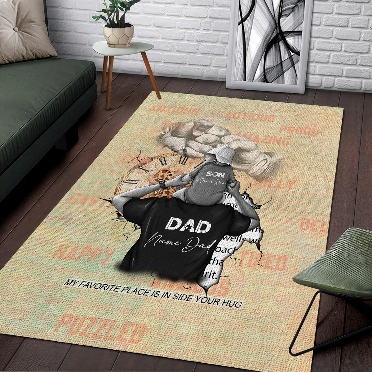 Personalized Father And Son Area Rug Gift for Dad - Wonder Print Shop