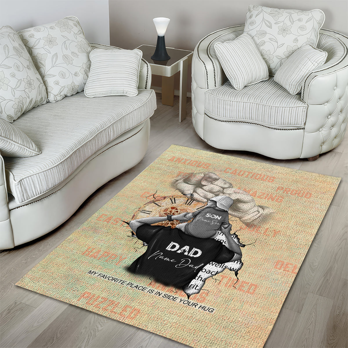 Personalized Father And Son Area Rug Gift for Dad - Wonder Print Shop