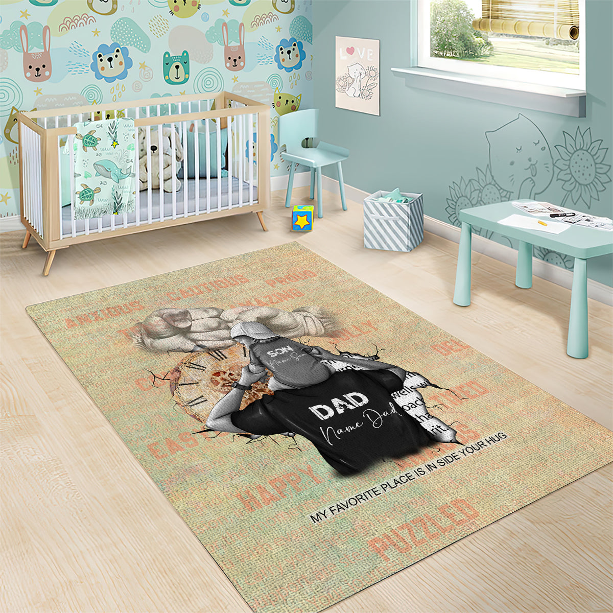 Personalized Father And Son Area Rug Gift for Dad - Wonder Print Shop